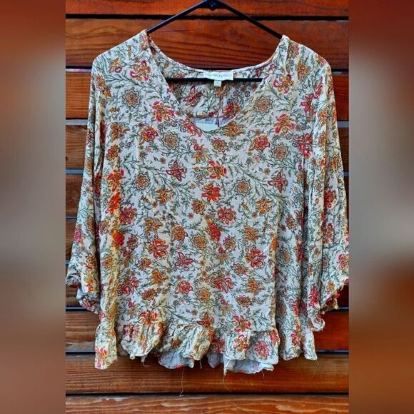 [NWT] Cynthia Rowley Flower Print Ruffle Blouse Size S - Picture 1 of 9